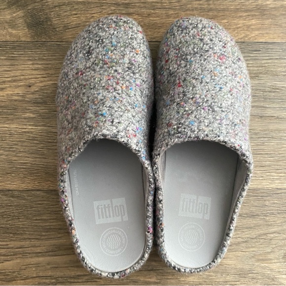 NEW FitFlop Women’s Shuv Soft Grey Speckled Felt Mules Clogs Slippers, Size US 6 - Picture 7 of 12